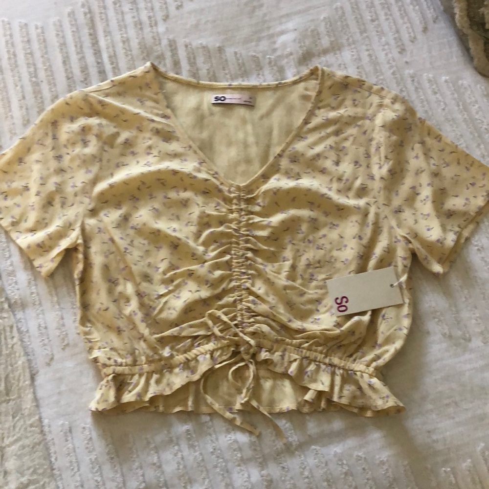 Butter yellow floral top